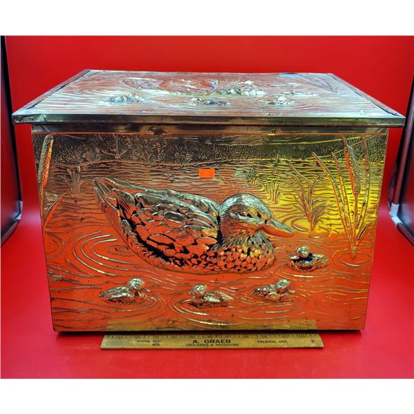 Wood & Embossed Brass Kindling Box