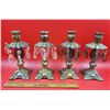 Image 1 : VTG Metal & Crystal Candleholders