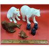 Image 1 : Animal Figurine Lot w/ Hand-Painted Canadian Maple Seals, Soapstone Birds, & Ceramic Bears