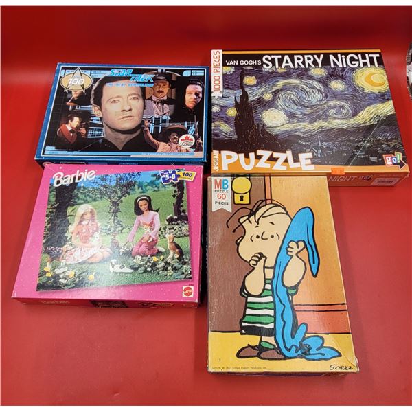 Assorted Puzzle Lot w/ VTG Puzzles & Sealed Van Gogh Puzzle