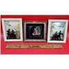 Image 1 : Small VTG Reverse Painted Silhouette Convex Pictures & Victorian Woman Picture