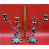 Image 1 : Pair Of VTG Pewter Head Balancing Candle Holders