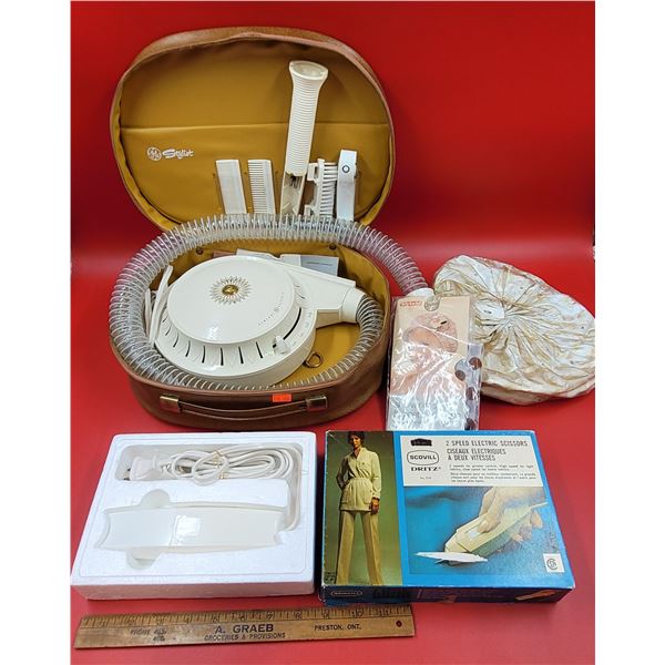 VTG General Electric Stylist Hair Dryer w/ Attachments & 2-Speed Electric Scissors