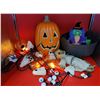 Image 1 : Halloween Decor Lot w/ Zombie Baby, Ghost Stake Lights, Skeleton Lights, Jack-O-Lantern, & More