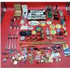Image 1 : VTG Smalls Lot w/ Pins, Cutlery, Cigarette Case, Stamps, & More