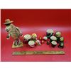 Image 2 : Figurine, Nesting Doll, & Plush Lot w/ Native Stuffed Animals, 2 Russian Nesting Dolls, & More