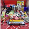 Image 1 : Assorted Toy & Activity Lot w/ Magnetic Books, Troll Dolls, Wind-Up Train, DIY House, & More