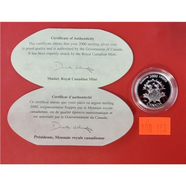 Royal Canadian Mint 2000 Sterling Silver Coin w/ COA