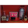 Image 1 : VTG Miscellaneous Lot w/ Stackable Miner's Lunch Pail, Nikon Camera, Sony Cube Clock Radio, & More
