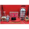 Image 2 : VTG Miscellaneous Lot w/ Stackable Miner's Lunch Pail, Nikon Camera, Sony Cube Clock Radio, & More