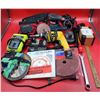 Image 1 : Assorted Tool Lot w/ Dewalt Drill, Ryobi Sander, Mastercraft Fibre Discs, & More