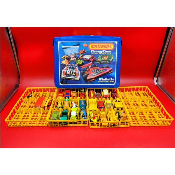 Matchbox Carry Case w/ 4 Carrying Trays & Assorted Toy Vehicles
