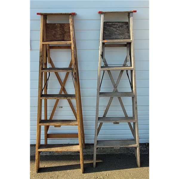 2 Wooden A-Frame Ladders
