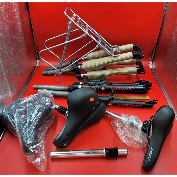 Bicycle Accessory Lot w/ Seats, Rear Bike Rack, & More