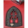 Image 2 : Antique Sad Irons Including Coleman & Colesbrookdale Iron Co. Cast Iron Trivet