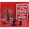 Image 1 : Coca-Cola Parking Sign, Glass Plate & Tin Bottles