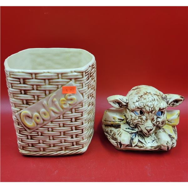 VTG McCoy Lamb In A Basket Cookie Jar