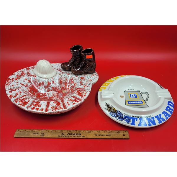 Two Ashtrays Including Henry W King & Co. Tankard Made In England