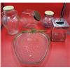 Image 1 : Lot Of Assorted Glass Jars & Glass Apple Plate