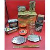 Image 1 : Brass Box, Assorted Tins & Coleman Iron Trivets