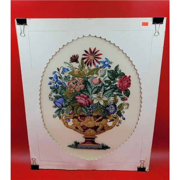 VTG Needlepoint Floral Wall Art