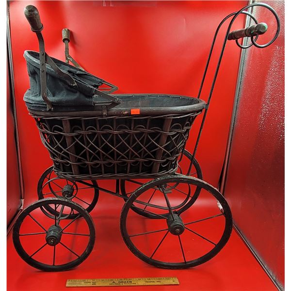 VTG Wooden Doll Pram