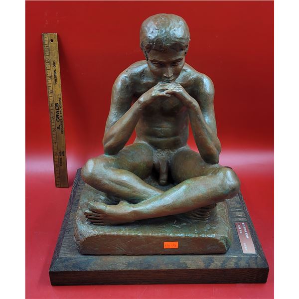 VTG Wooden "Edward Fall 1986" Statue By Hugh McCarten