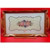 Image 1 : VTG Wooden Floral Penny Point Tray