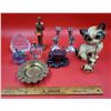 Image 1 : Assorted VTG Collectibles Including Coin Ashtray, Candle Holders & Paperweight