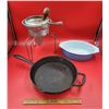 Image 1 : VTG Lagostina Cast Iron Skillet, Pyrex Dish & Wear Ever Aluminum Strainer