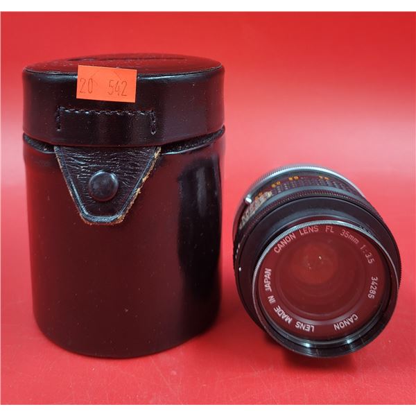 Canon FL 35mm 1:3.5 Lens No. 34285 Made In Japan w/ Leather Case