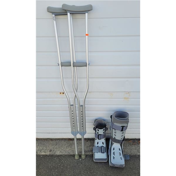 Set Of Crutches & Foot Air Casts