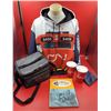 Image 1 : Lot Of CN Railway Collectibles Including Sweater, Coffee Cups, Lunch Bag & Kramer Adams Book