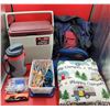 Image 1 : Camping & Outdoors Lot Including Backpack, Thermos & Coleman Cooler