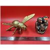 Image 1 : Brass Bumble Bee & Metal Bear Family Sculptures