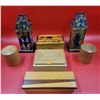 Image 1 : VTG Wooden Storage Boxes & Leaded Stained Glass Tea Candle Holders