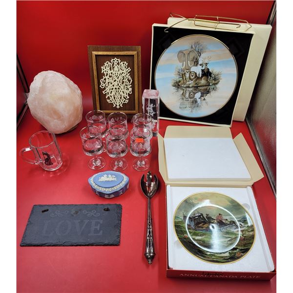 Kitchen & Home Lot w/ Collector's Plates, Fairy Bubblegram, Brandy Glasses, & More