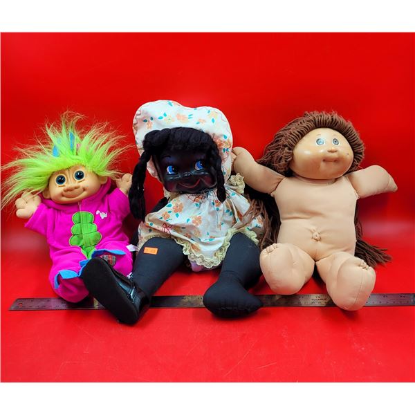 Doll Lot w/ Cabbage Patch Kid, Troll Doll, & More