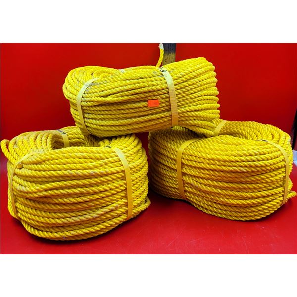 3 Rolls of Yellow Polypropylene Rope