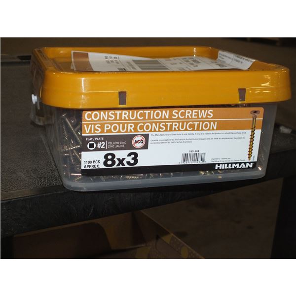 1 Pail of 8x3 Construction Screws