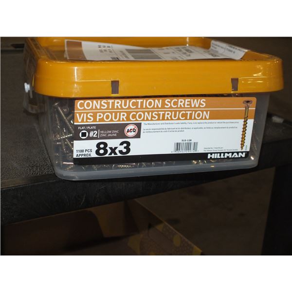 1 Pail of 8x3 Construction Screws