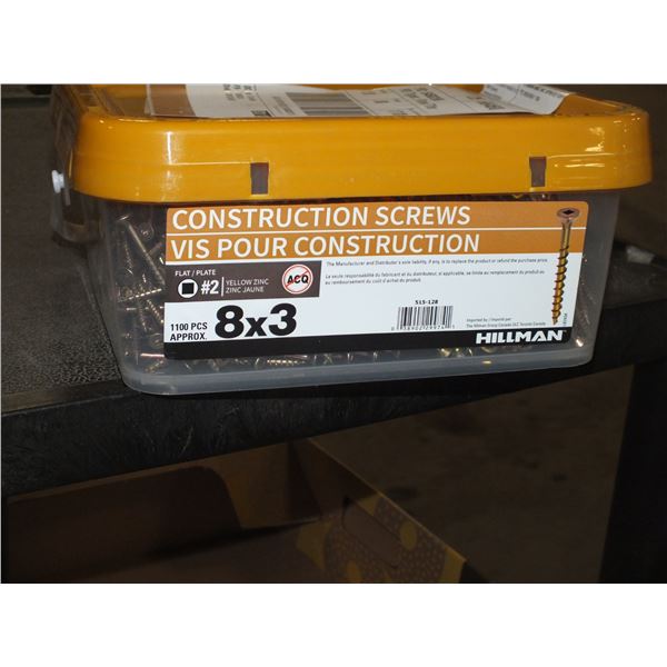 1 Pail of 8x3 Construction Screws