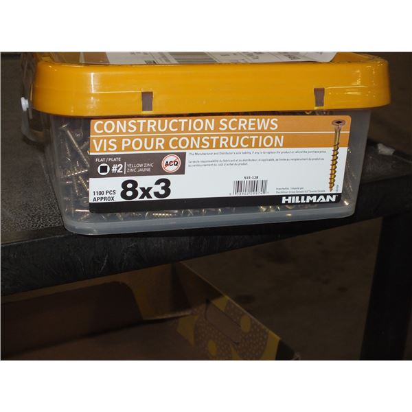 1 Pail of 8x3 Construction Screws