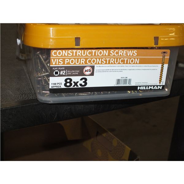 1 Pail of 8x3 Construction Screws