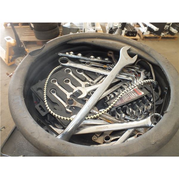 Oil Pan w/ Assorted Wrenches