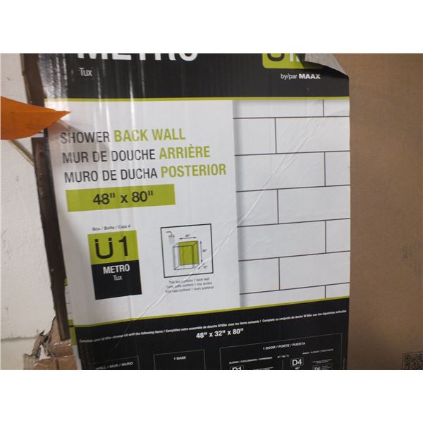 48" x 80" Shower Back Wall & 1 Round Glass Table Top