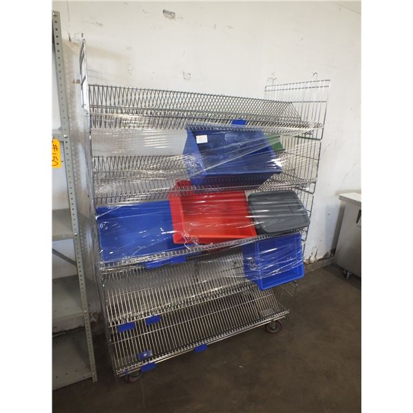 Stainless Steel rack On Wheels w/ Bins