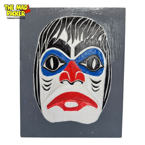 Vintage Erv Signed First Nations Painted Wooden Carving