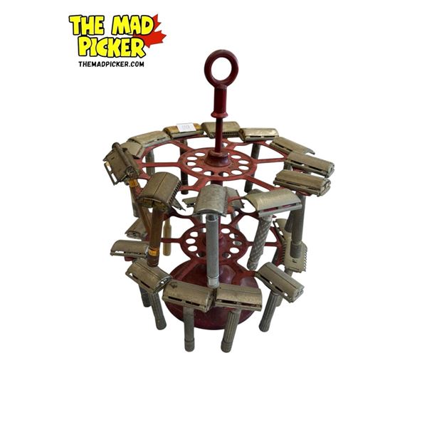 Vintage Rotating Heavy Metal Shaving Razor Store Display Holder