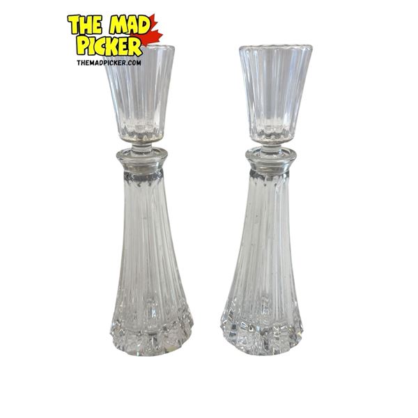2x Vintage Glass Mouth Wash Decanters With Shot Glass Caps